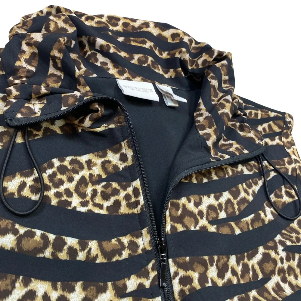 Weekend by Chico’s Size 3 (XL) Leopard Print Vest Black Stretch‎ Lightweight - Picture 11 of 11